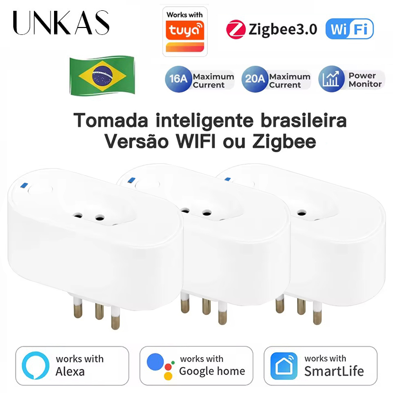 Zigbee Smart Plug Energy Monitor - UNKAS fonctionne avec la prise brésilienne