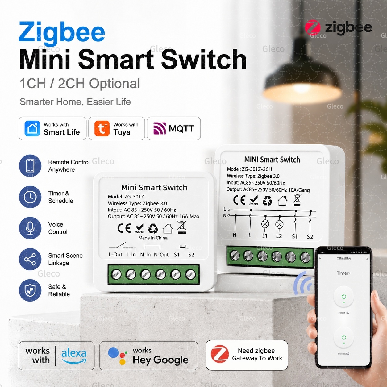 Zigbee Gateway Hub Tuya - Interrupteur intelligent Zigbee Tuya Smart Life