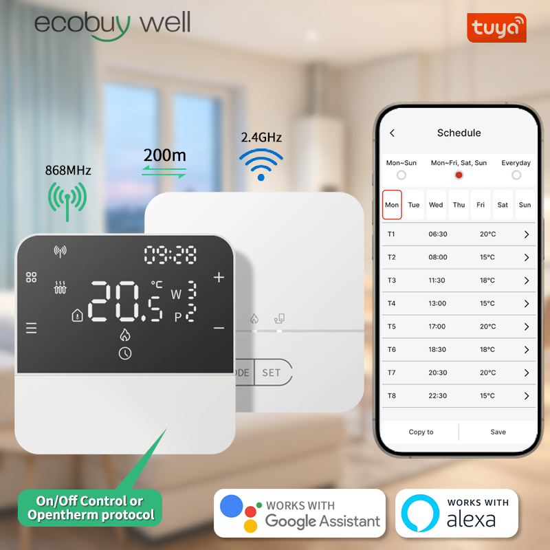 Smart Thermostat Boiler Opentherm - Thermostat intelligent Tuya Opentherm, thermostat Wi-Fi