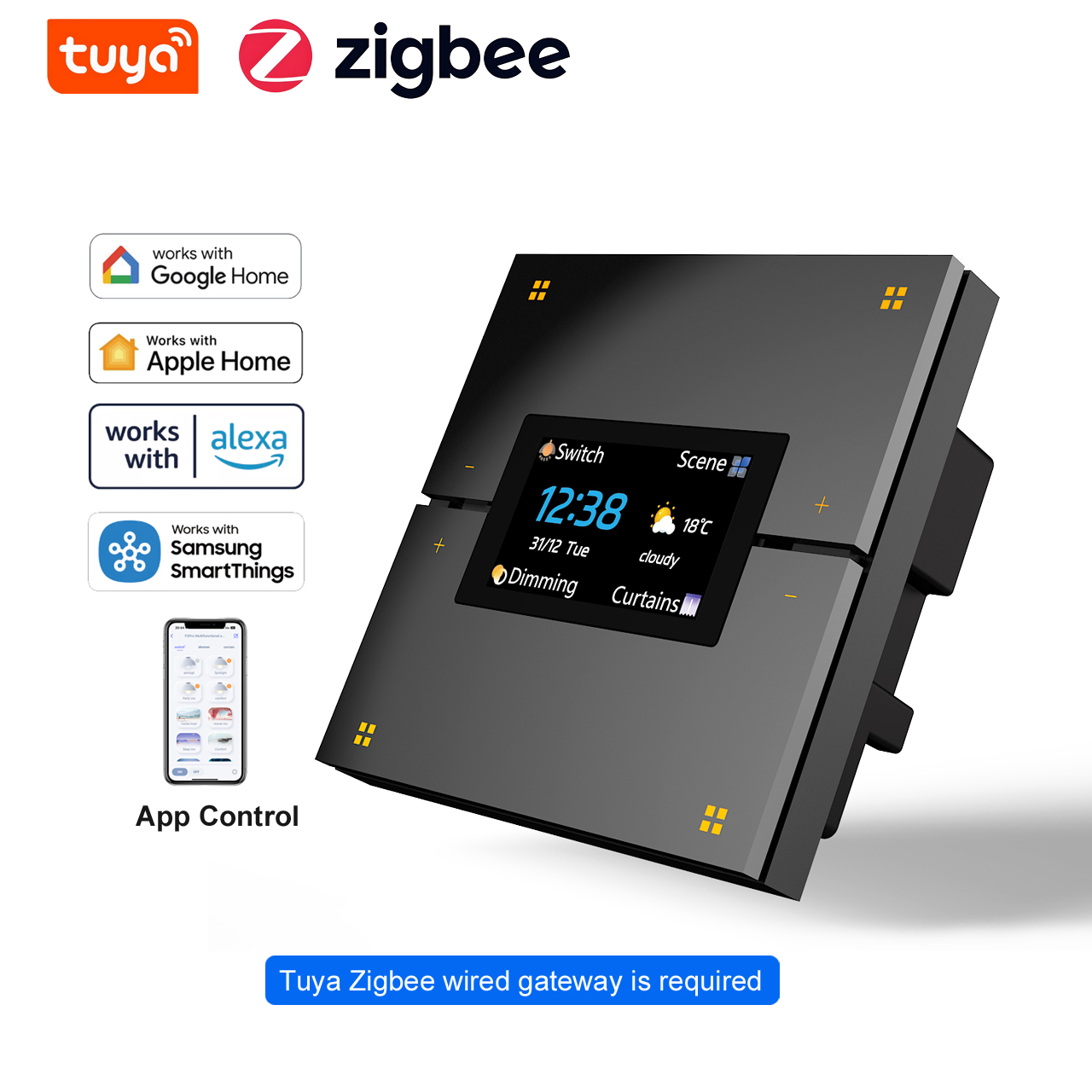 Zigbee Smart Button Scene Switch - Interrupteur mural intelligent Tuya M9 Pro