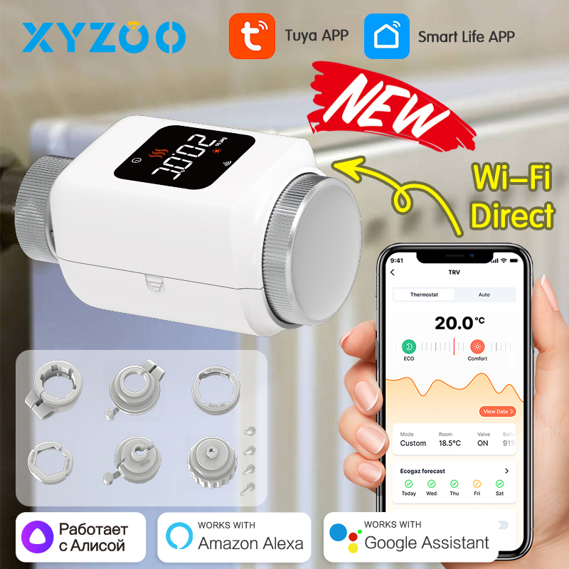 Smart Trv Thermostat Tuya - Vanne d'actionneur thermostatique intelligente, Tuya, WiFi,