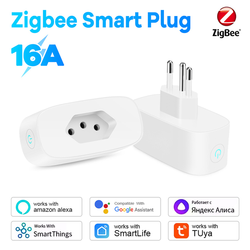 Zigbee Smart Plug Energy Monitor - Prise intelligente Standard brésilienne, 16a, Zigbee,