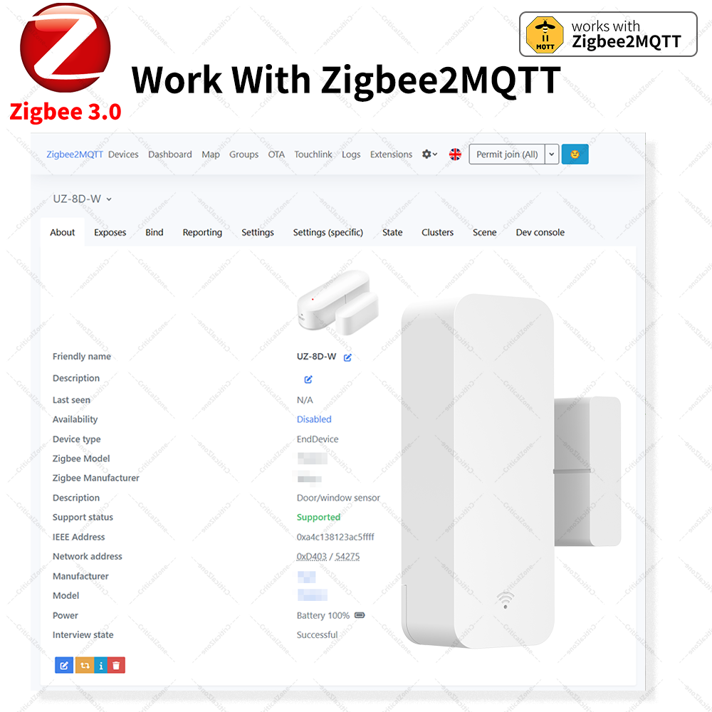Capteur de contact pour porte  - Zigbee Door Window Sensor avis et prix