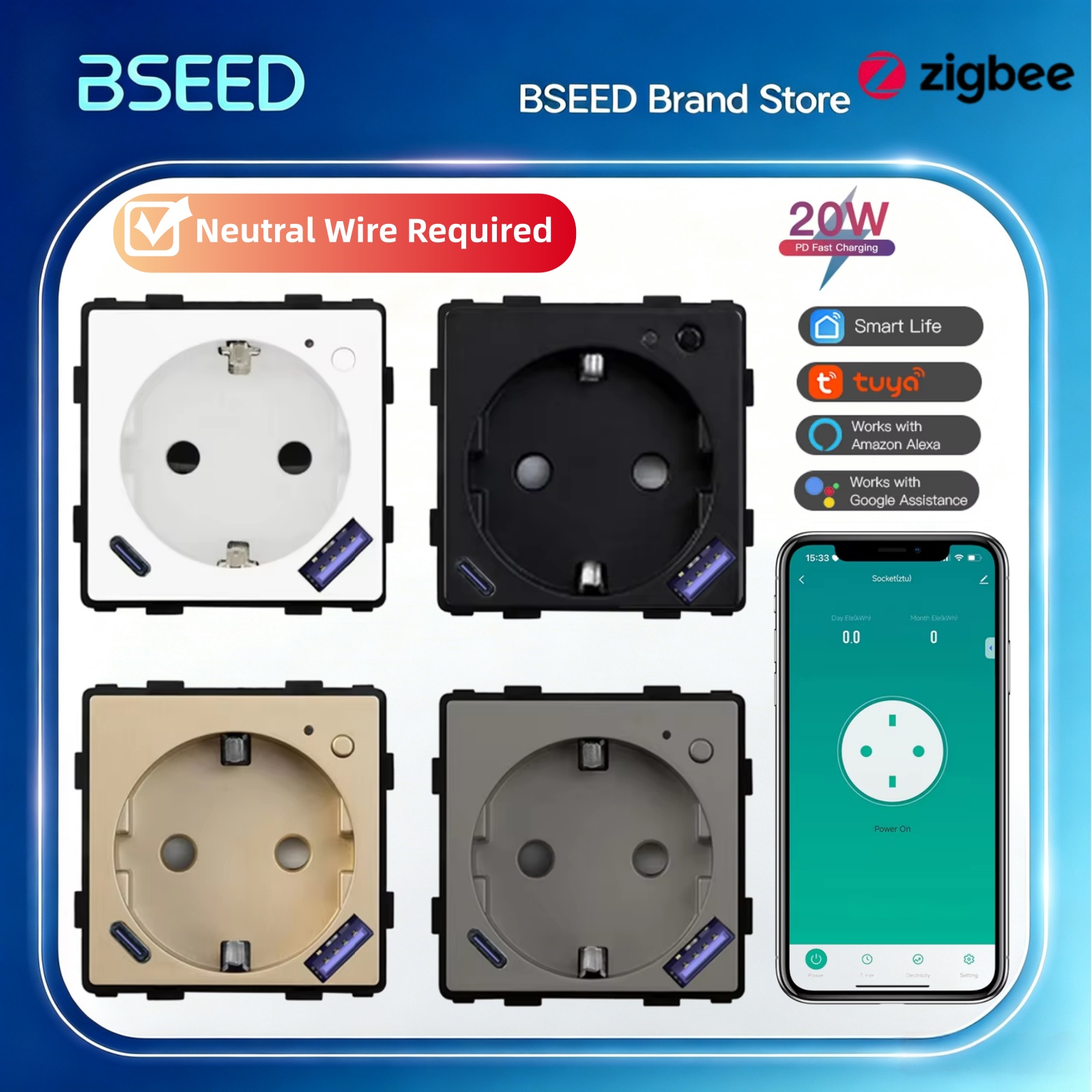 BSEED Zigbee prise intelligent - Zigbee Smart Plug Energy Monitor avis et prix