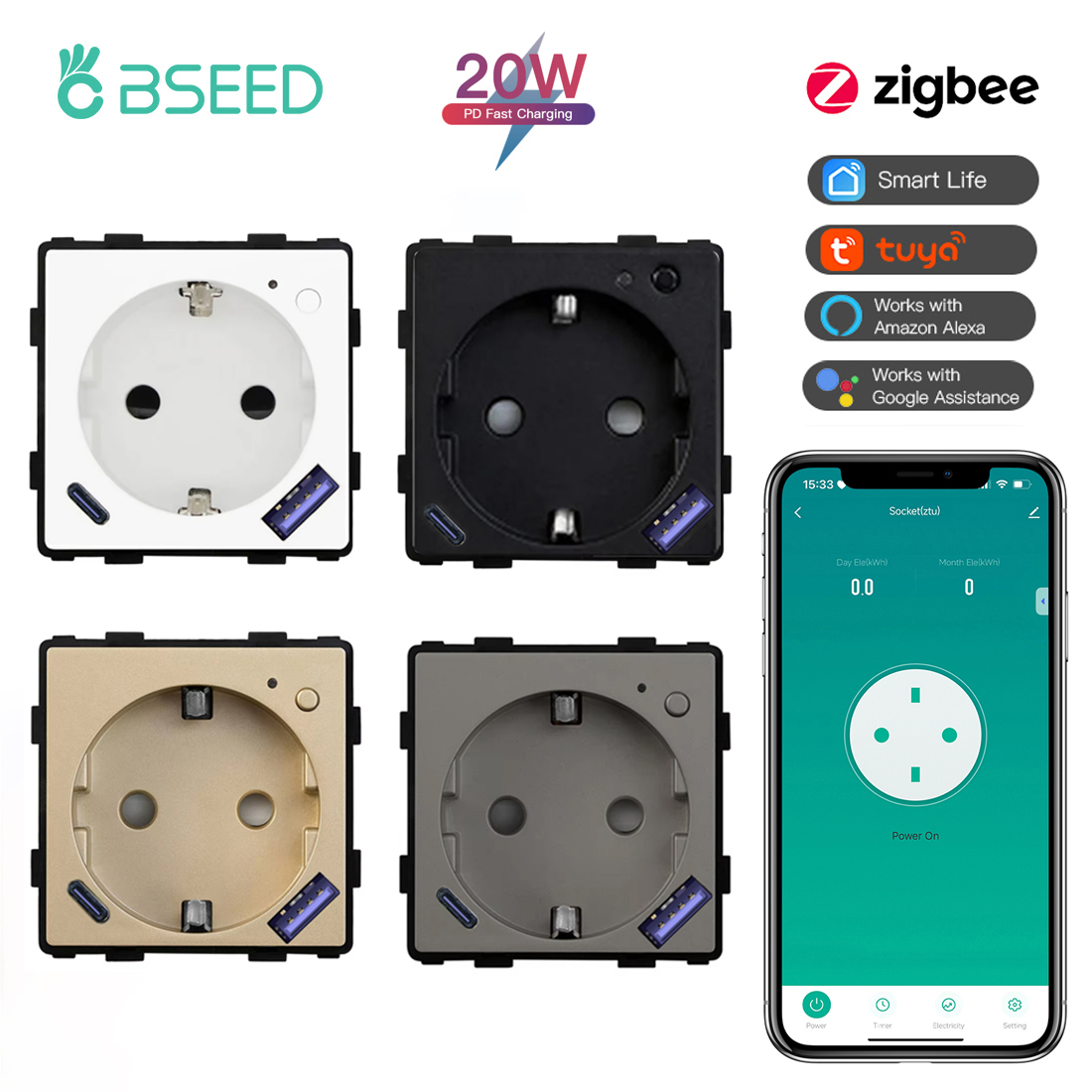 BSEED Zigbee prise intelligent - Zigbee Smart Plug Energy Monitor avis et prix